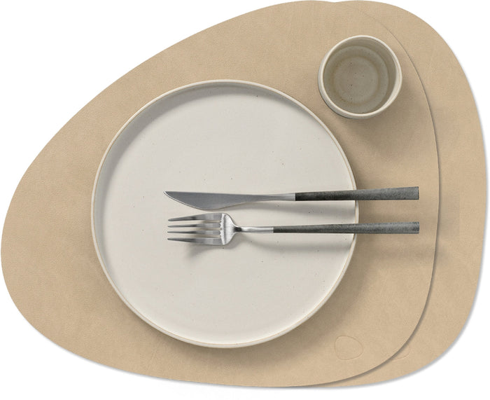 LIND DNA Placemats Nupo - Leer - Sand - Curved - 44 x 37 cm - 2 Stuks