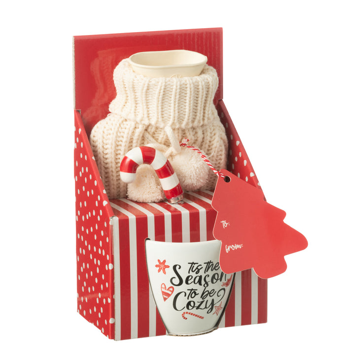 J-Line mok + lepel + warm waterkruik - keramiek - mix - giftbox