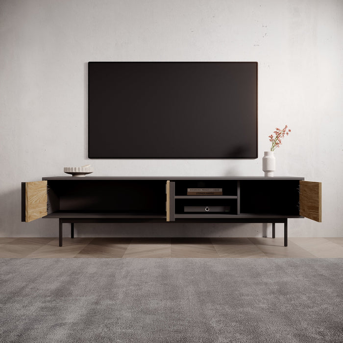 Meubella - Antigo - TV-Meubel - Eiken|Antraciet - 163 cm