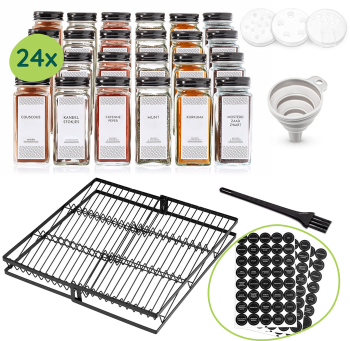 XIVADA Kruidenrek met 24 potjes - Organizer lade liggend - Met labels