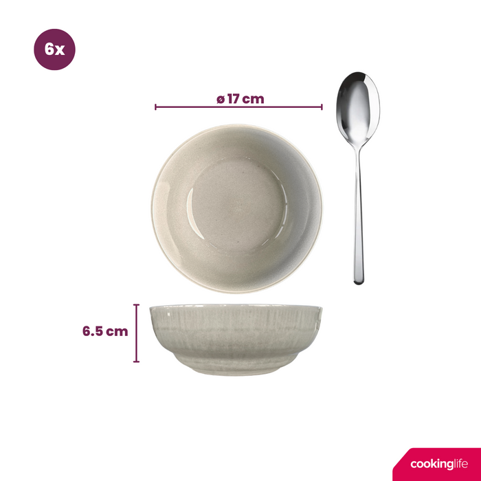 Cookinglife Soepkommen | Kommen Nola Taupe ø 17 cm - 6 stuks