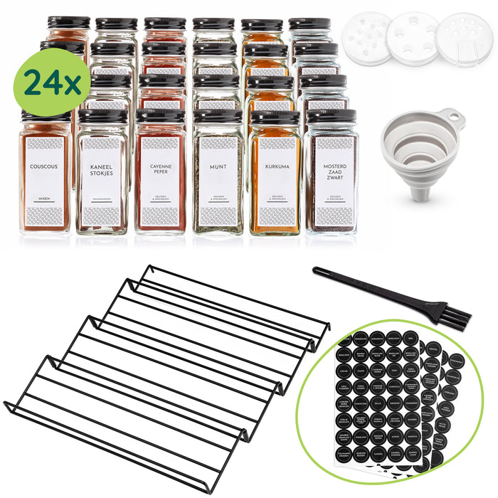 XIVADA Kruidenrek lade met 24 kruidenpotjes - 240 kruidenlabels