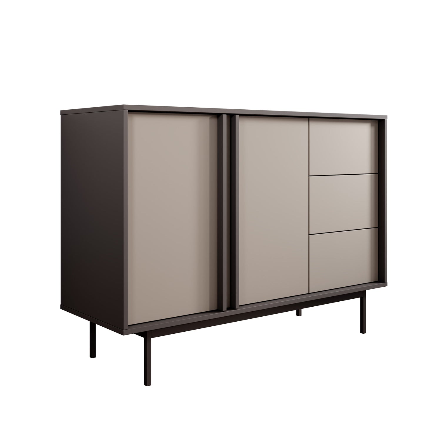 Meubella - Antigo - Dressoir - Beige|Antraciet - 123x43x87 cm