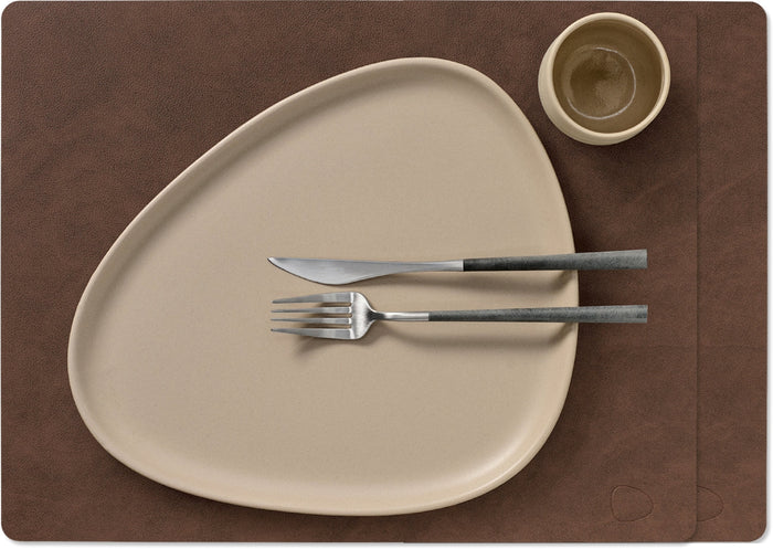 LIND DNA Placemats Nupo - Leer - Dark Brown - 45 x 35 cm - 2 Stuks