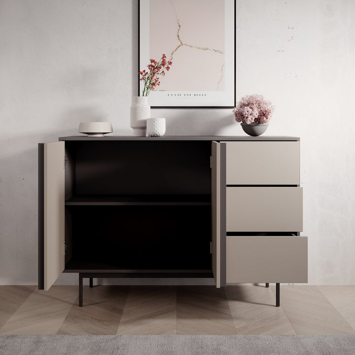 Meubella - Antigo - Dressoir - Beige|Antraciet - 123x43x87 cm