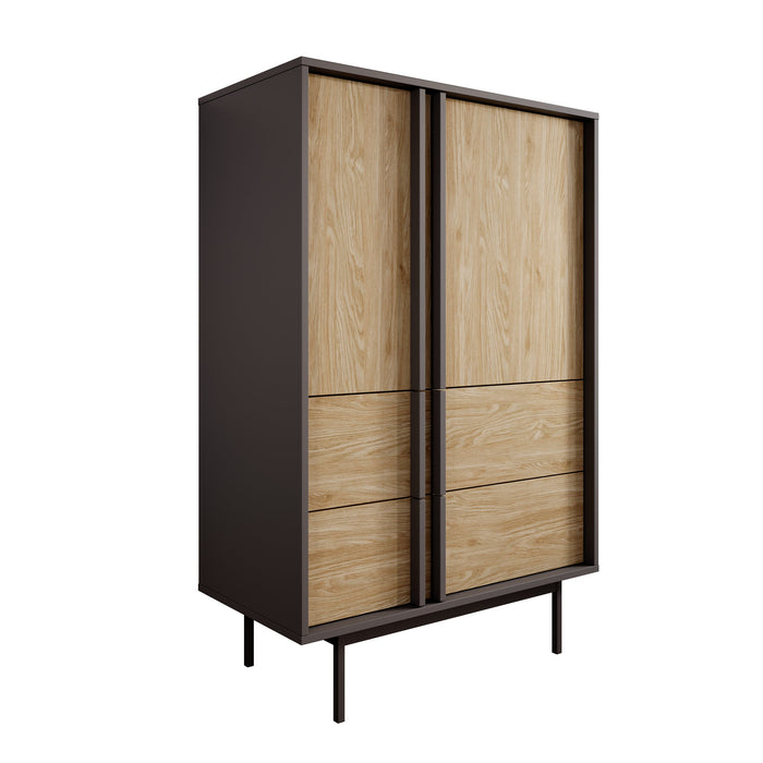 Meubella - Antigo - Dressoir - Eiken|Antraciet - 83x43x127 cm