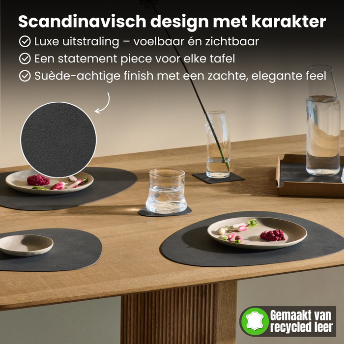 LIND DNA Placemats Nupo - Leer - Linen - Curved - 44 x 37 cm - 2 Stuks