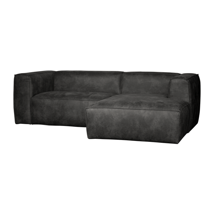 WOOOD Bean Chaise Longue Bank Rechts - Ecoleer - Zwart - 73x254x178
