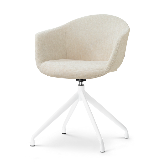 Nolon Nola-Otis Eetkamerstoel Cotton Beige - Draaibaar Wit Onderstel