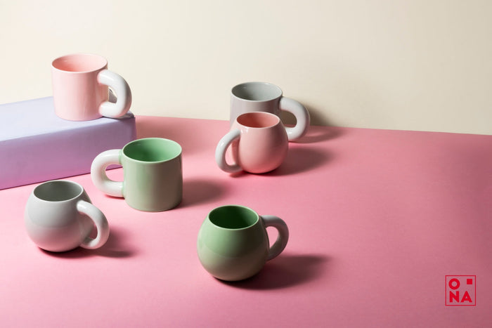 ONA Beker - Koffiemok - Lola - Rond - Roze - 330 ml