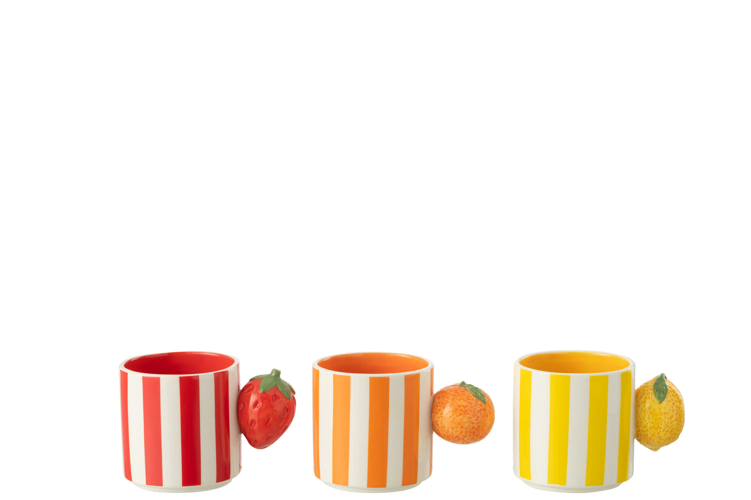 J-Line mok Fruit Dolomiet - keramiek - rood|geel|oranje - 3