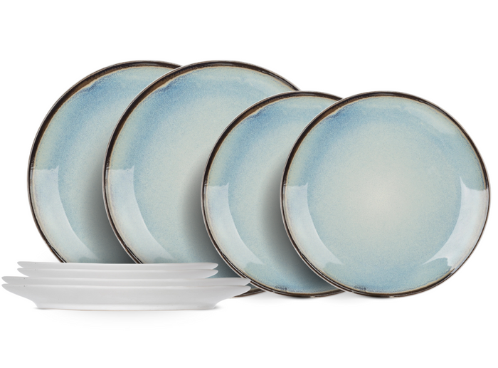 Cosy & Trendy Serviesset | Bordenset Fez Blauw - 8-delig | 4 personen - 4 dinerborden en 4 ontbijtborden
