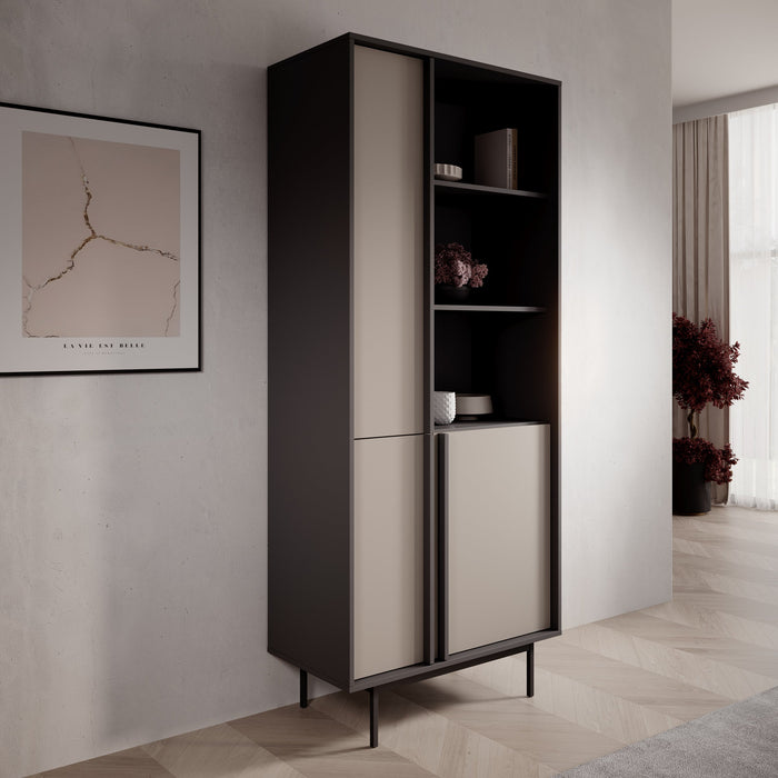 Meubella - Antigo - Boekenkast - Beige|Antraciet - 83x43x195 cm