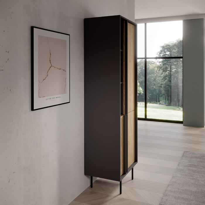 Meubella - Antigo - Boekenkast - Eiken|Antraciet - 63x43x195 cm