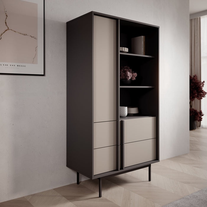 Meubella - Antigo - Boekenkast - Beige|Antraciet - 83x43x155 cm