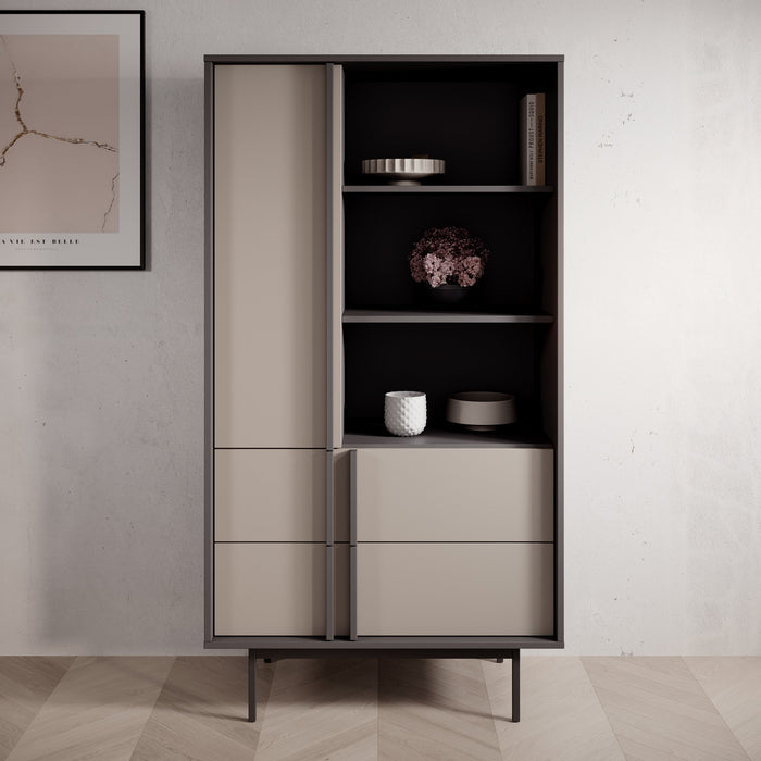 Meubella - Antigo - Boekenkast - Beige|Antraciet - 83x43x155 cm