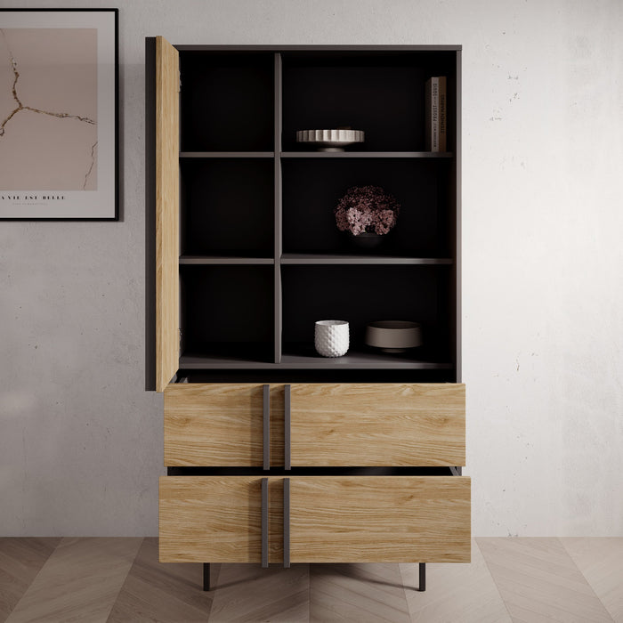 Meubella - Antigo - Boekenkast - Eiken|Antraciet - 83x43x155 cm