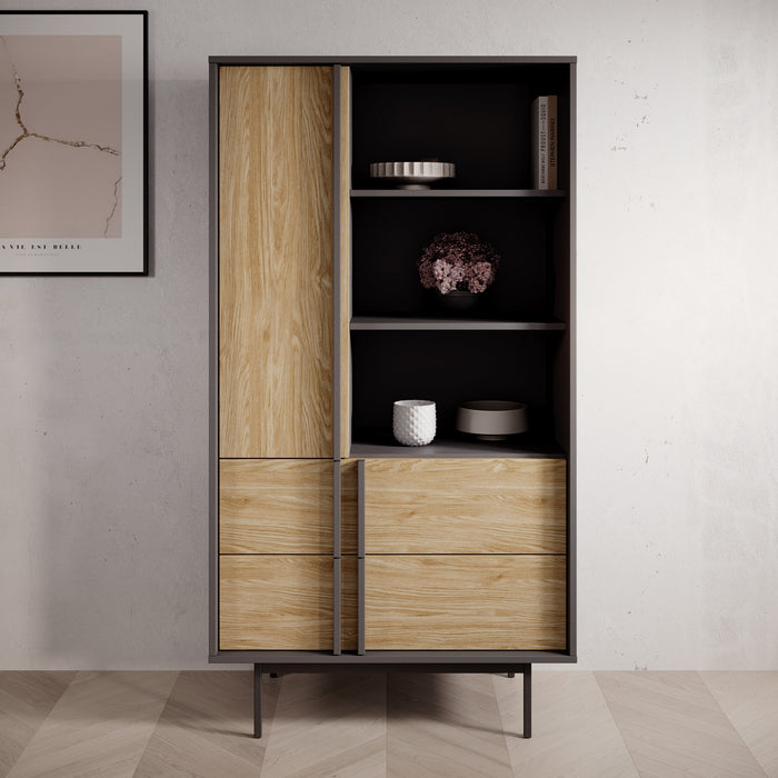 Meubella - Antigo - Boekenkast - Eiken|Antraciet - 83x43x155 cm