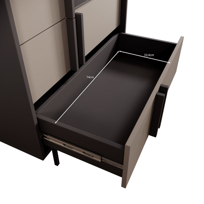 Meubella - Antigo - Boekenkast - Eiken|Antraciet - 83x43x155 cm