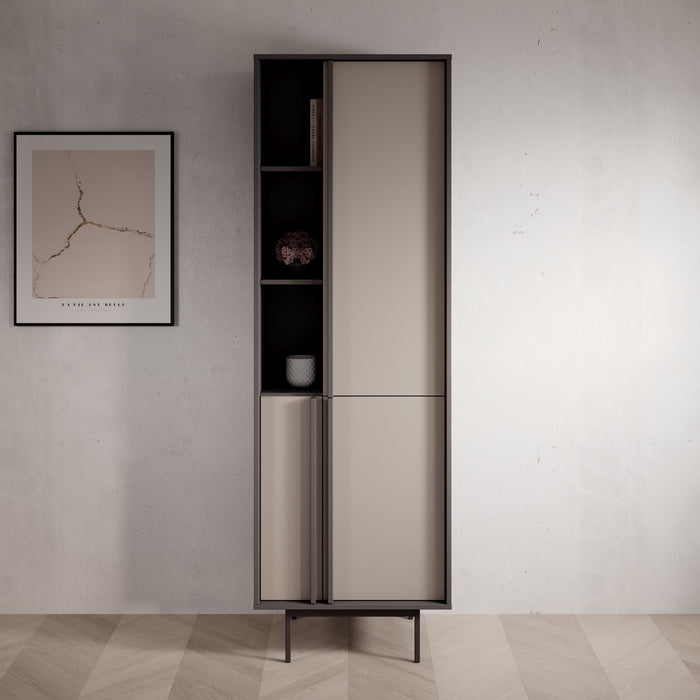 Meubella - Antigo - Boekenkast - Beige|Antraciet - 63x43x195 cm