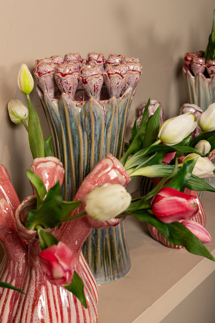 PTMD - Vaas Tulips - Groen - 16x16x33cm