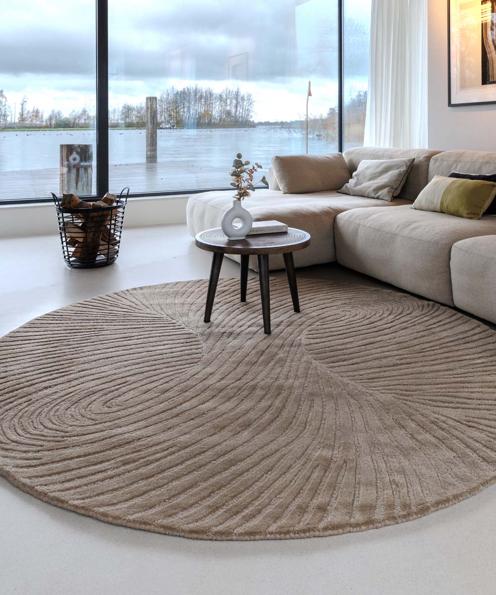 Nordic Weavers Design vloerkleed rond - Balans Tree beige - 200 cm