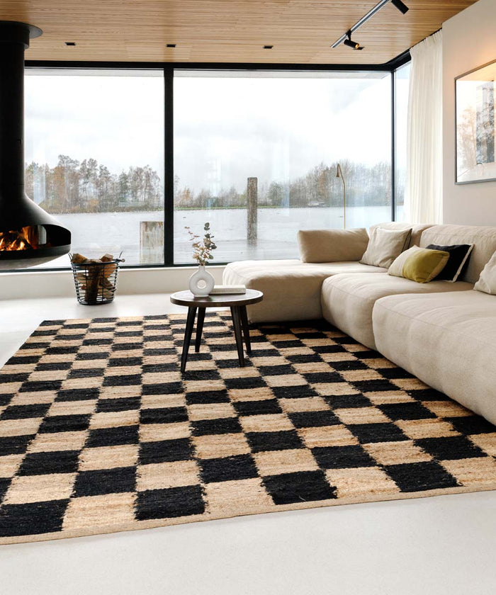 Boho&me Jute vloerkleed - Patch naturel|zwart - 300x400 cm