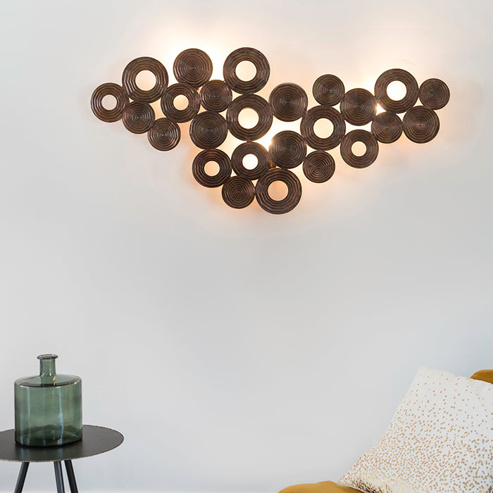 QAZQA Art Deco wandlamp koper 138 cm - Circles