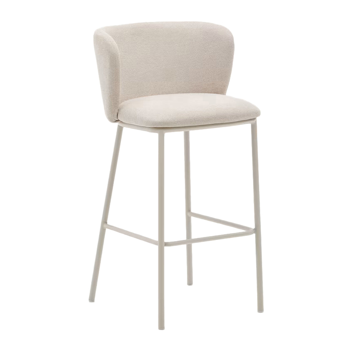 Kave Home Ciselia Barkruk - H 75 cm - Beige / Beige