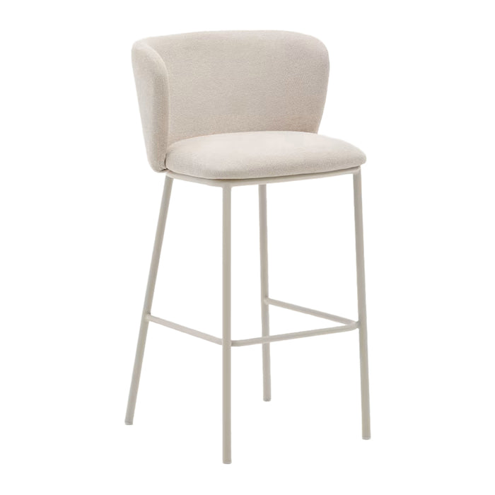 Kave Home Ciselia Barkruk - H 75 cm - Beige / Beige