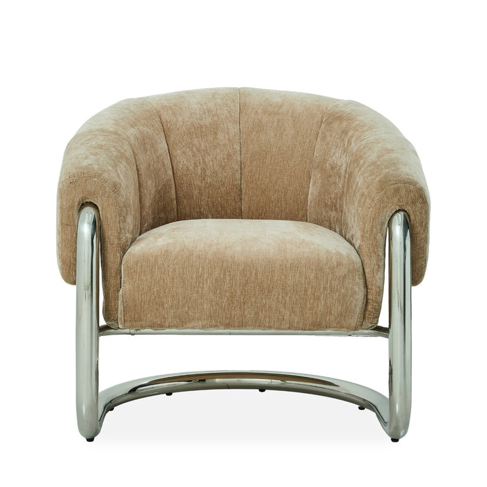 DÉJA Living - Eetkamerstoel Beige|Chrome Stof - Leka - Set van 2