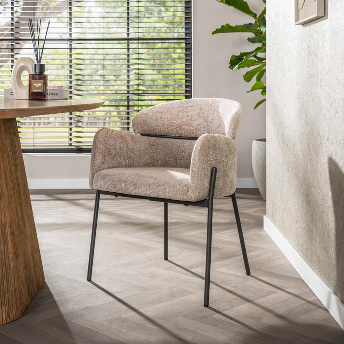 Giga Meubel - Eetkamerstoel Zand Stof - Curva - Set van 2