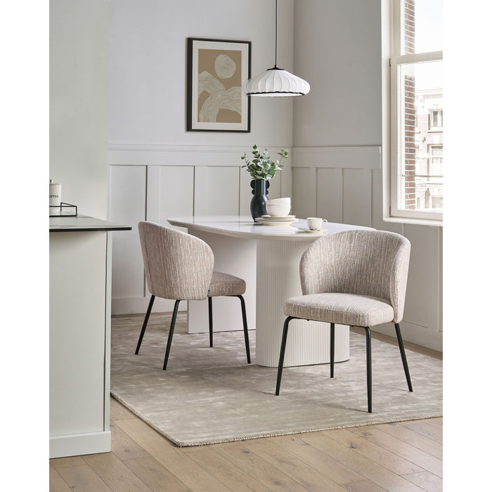 Beliani - ZANA - Eetkamerstoel set van 2 - Wit|Meerkleurig - Polyester