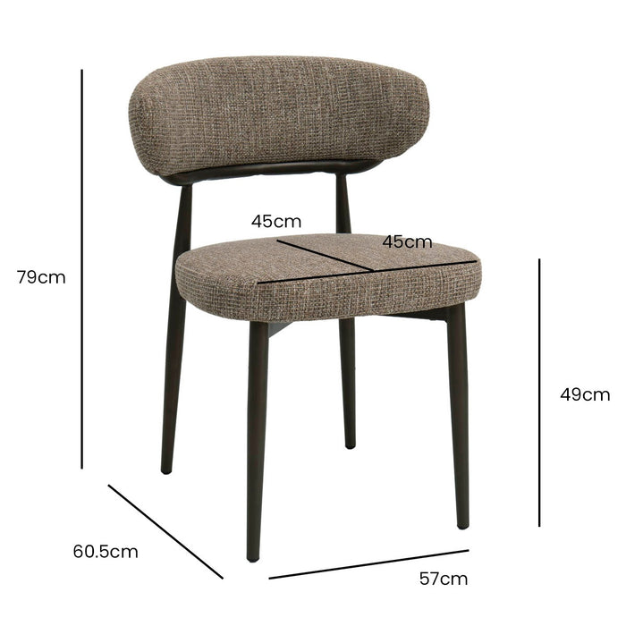 DÉJA Living - Eetkamerstoel Taupe|Walnoot - Milan - Set van 2