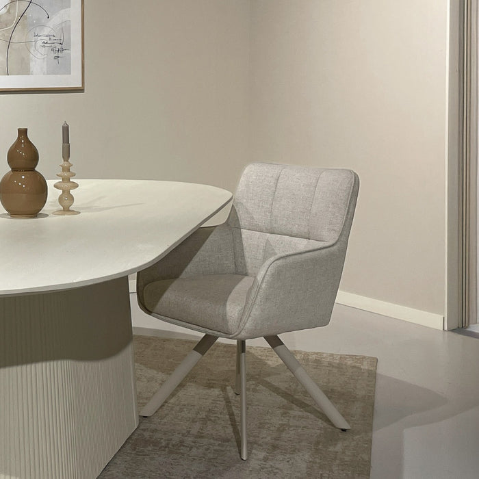 Livingfurn - Eetkamerstoel Zand|Wit - Tori - Set van 2