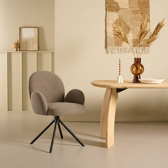 Eetkamerstoel Moon - Bruin - Textiel - 64x88x63cm (BxHxD)