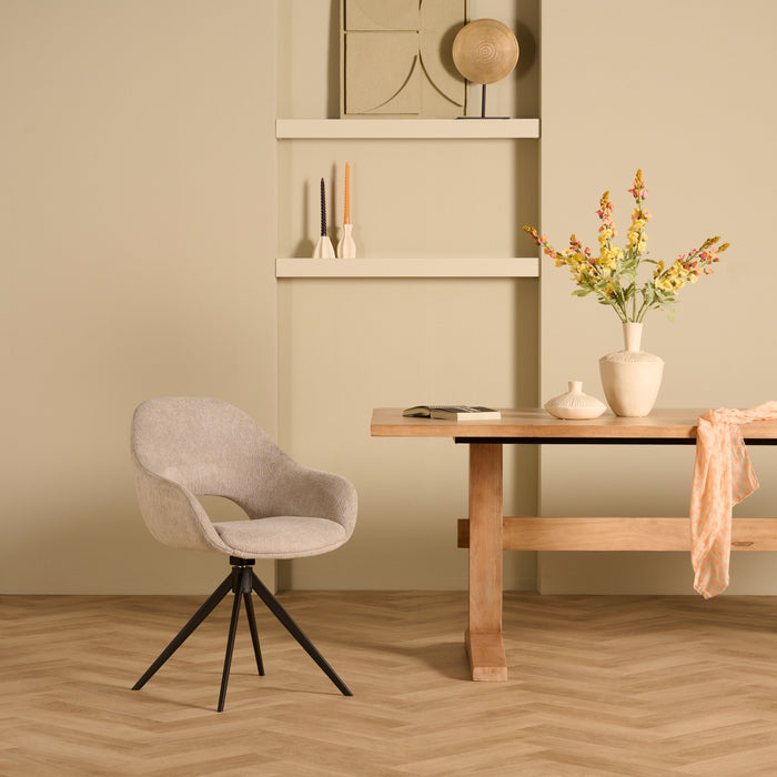 Eetkamerstoel Liperi - Creme|Wit - Textiel