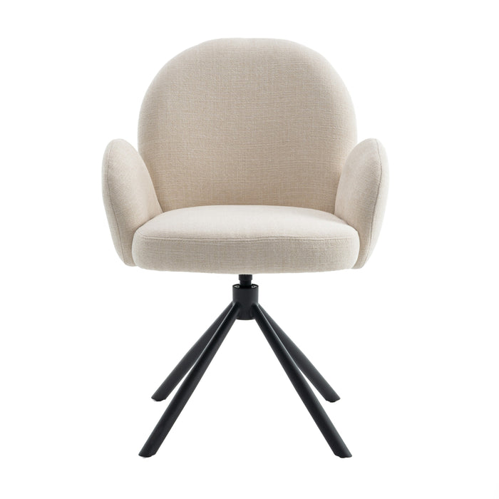 Eetkamerstoel Moon - Creme|Wit - Textiel