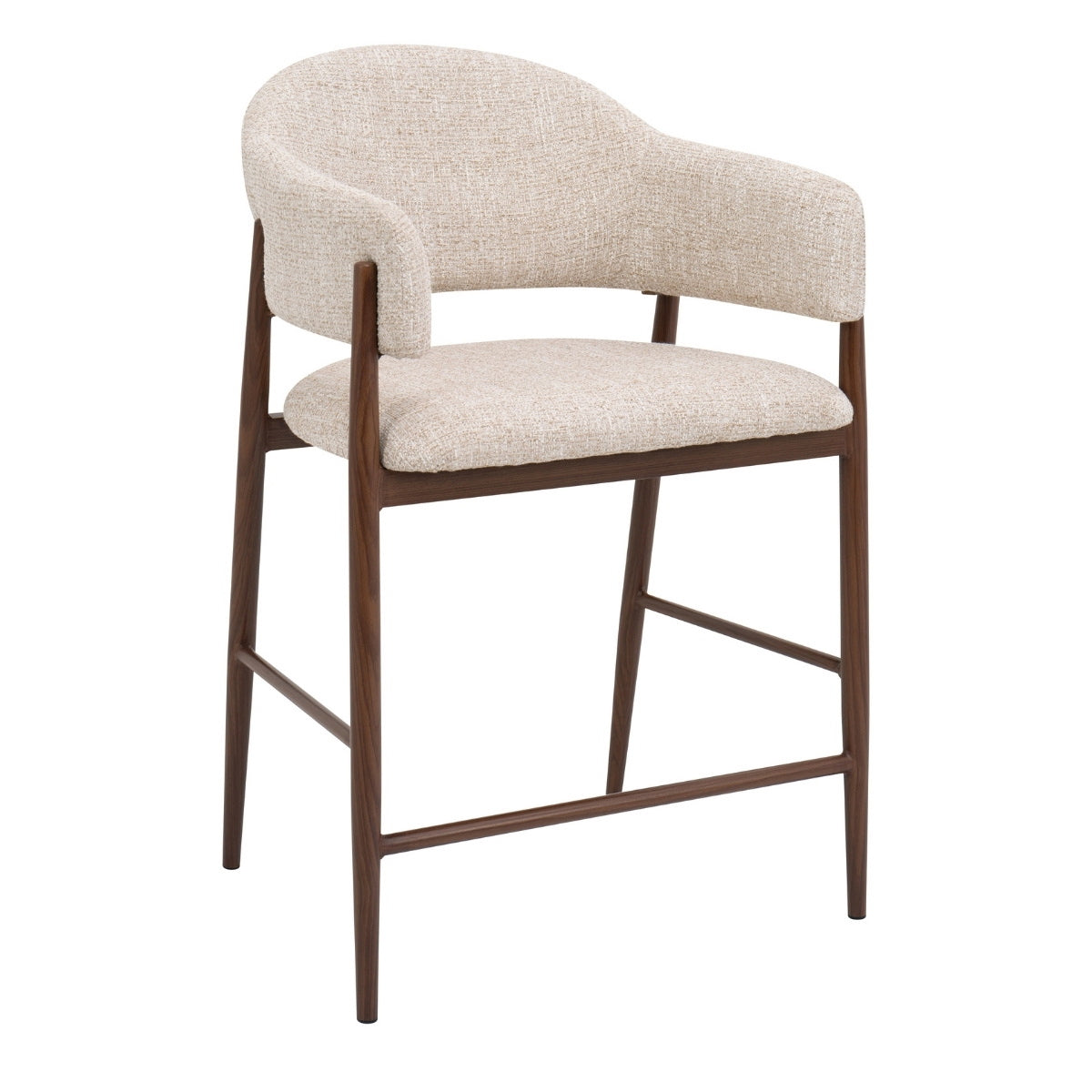 DÉJA Living - Barstoel Beige|Walnoot - Dénia - Set van 2