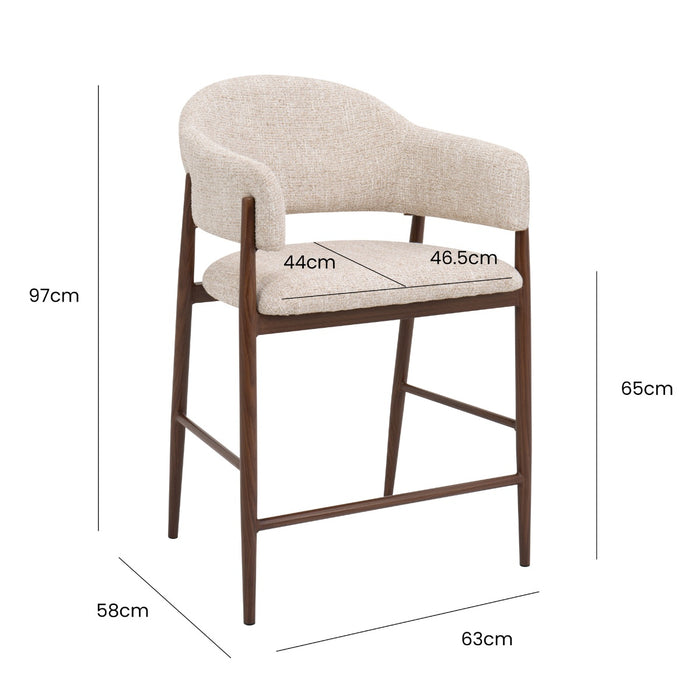 DÉJA Living - Barstoel Beige|Walnoot - Dénia - Set van 2