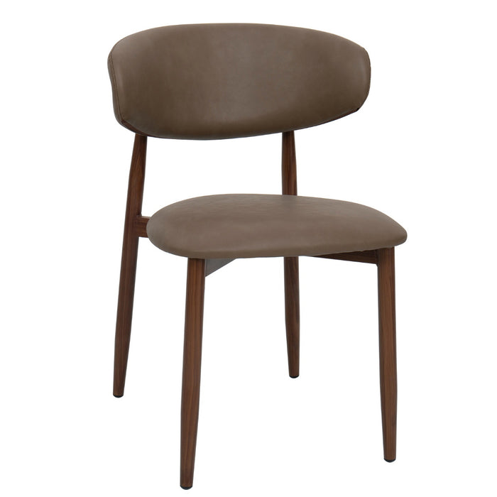 Giga Meubel - Eetkamerstoel Alexia Taupe|Walnoot PU  - Set van 2