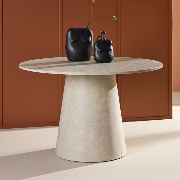 Nest living Trude Houten Eettafel Beige Marmerlook - Ø 120 cm