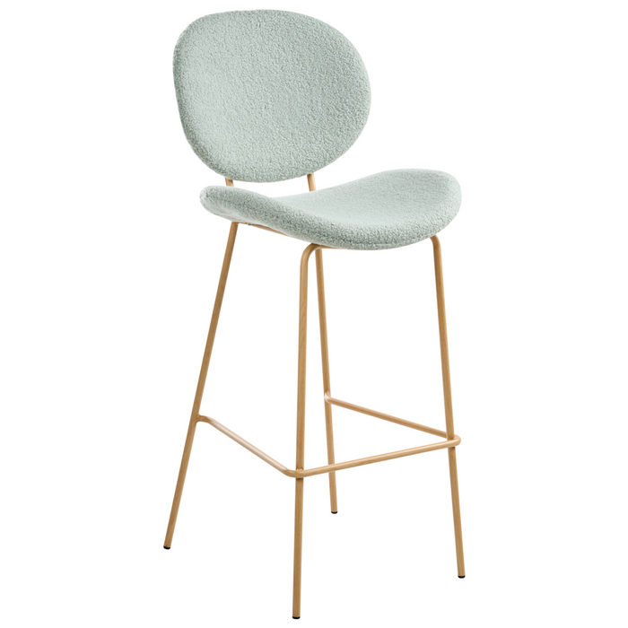 Beliani - LUANA - Barstoel set van 2 - Lichtgroen|Lichtbruin - Bouclé