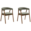 Beliani - MYLO - Eetkamerstoel set van 2 - Donkerbruin|Groen - Hout