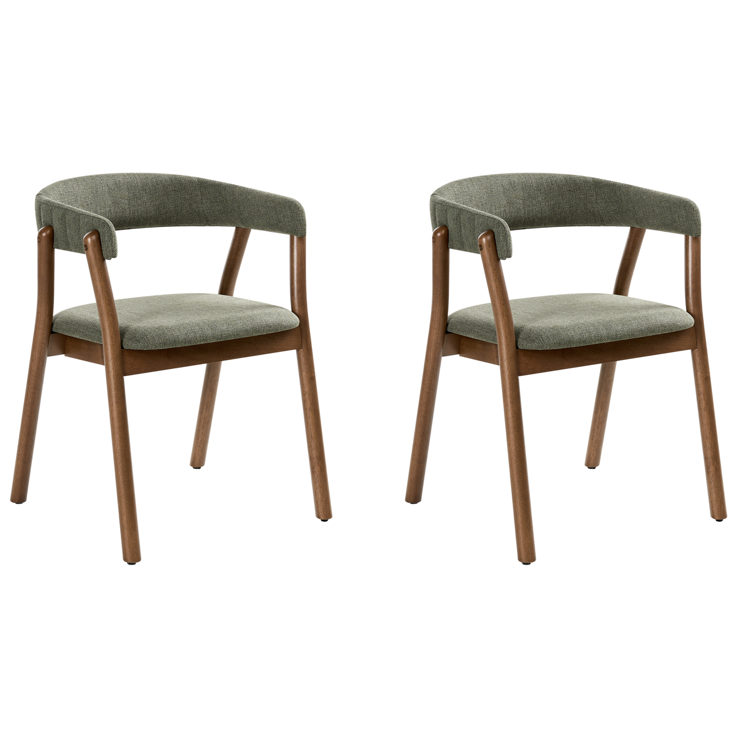 Beliani - MYLO - Eetkamerstoel set van 2 - Donkerbruin|Groen - Hout