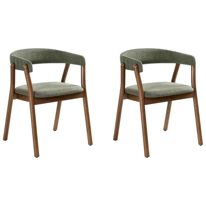 Beliani - MYLO - Eetkamerstoel set van 2 - Donkerbruin|Groen - Hout