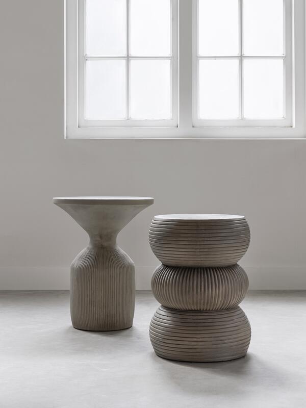 MUST Living Side table Flora Olive,41xØ51 cm, fiber cement olive