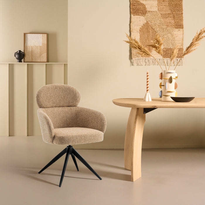 Eetkamerstoel Twin - Geel|Oker|Bruin - Textiel