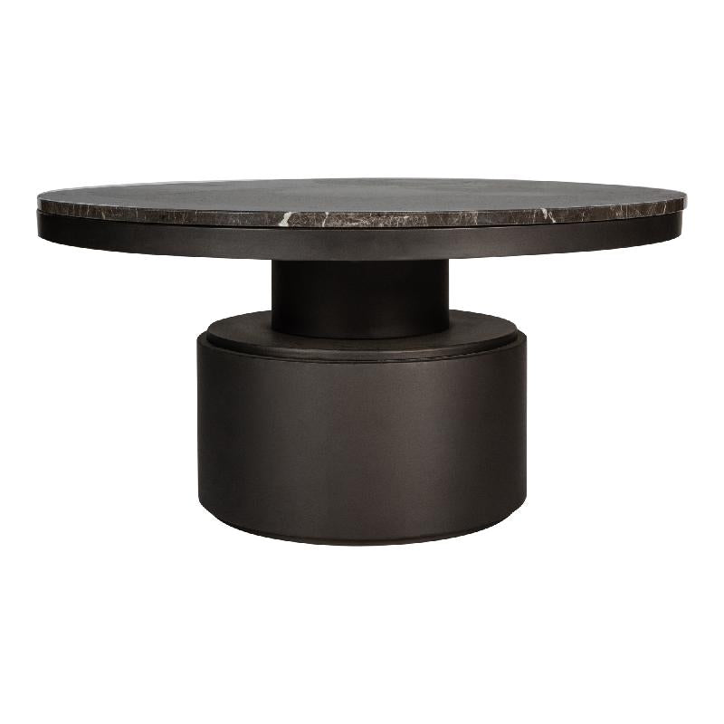 PTMD Bregt Coffeetable High Brown Marble Dark Grey Base