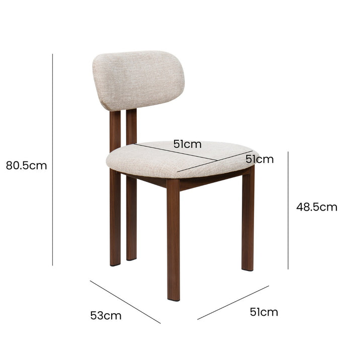 Giga Meubel - Eetkamerstoel Noor Beige|Walnoot  - Set van 2